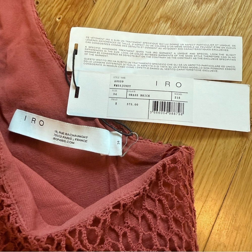 NWT New IRO Juney Brick Red One-Shoulder Mini Bodycon Dress sz 34 / XS - Picture 5 of 7